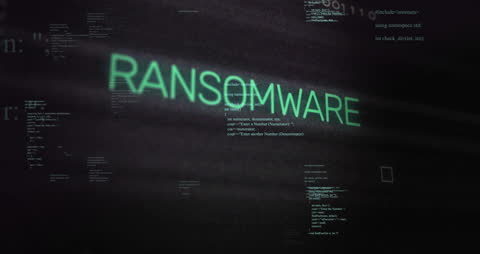 Ransomware Warning with Hacking Code Visuals