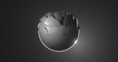 Abstract Cracked Sphere on Grey Background