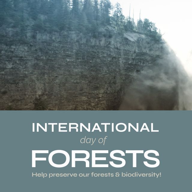 International Day of Forests Campaign Poster with Mountain and Forest Background - Download Free Stock Templates Pikwizard.com