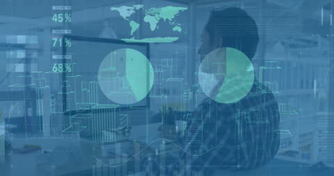 Animated Financial Data and Global Business Analysis Concept