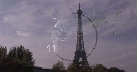 Digital Finance Overlay on Paris Skyline with Eiffel Tower - Download Free Stock Images Pikwizard.com