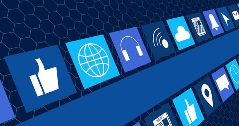 Digital Interface with Social Media Icons on Blue Background - Download Free Stock Images Pikwizard.com