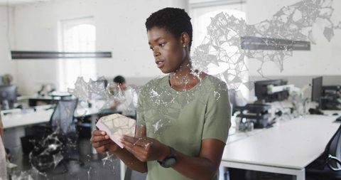 Digital Innovation Caucasian Woman in Modern Workspace