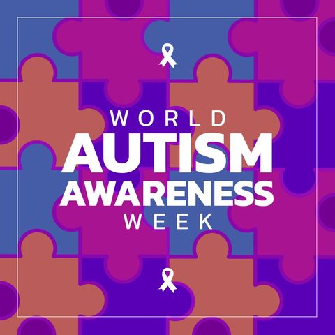 world autism awareness week text on puzzle piece background - Download Free Stock Templates Pikwizard.com