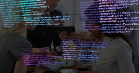 Tech Team Collaborative Coding Session in Modern Office