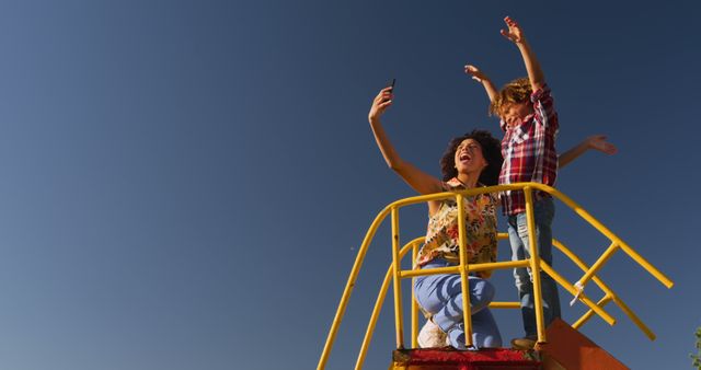 Mother and Child Taking Selfie on Outdoor Playground - Download Free Stock Images Pikwizard.com