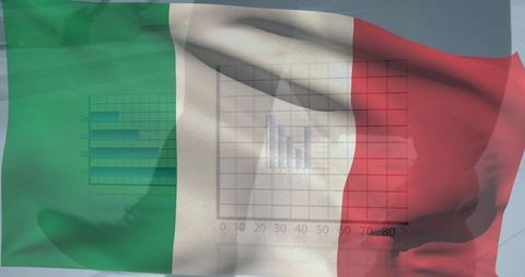 Digital Data Processing Overlaying Italian Flag and Businessman