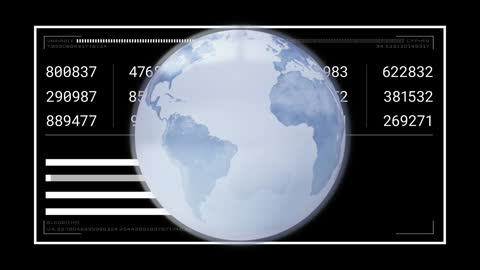 Spinning Globe with Digital Data Visualization