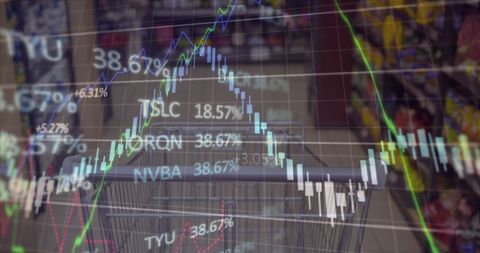 Stock Market Trends Overlaying Retail Shopping Experience - Download Free Stock Images Pikwizard.com
