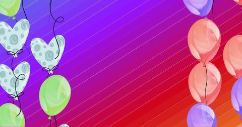 Vibrant Colorful Balloons Against Bright Gradient Background