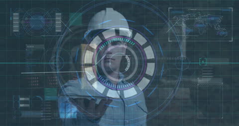 Engineer in Futuristic Digital Interface Concept