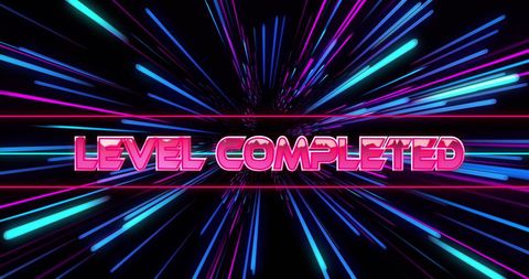 Level Completed Neon Celebration Banner - Download Free Stock Images Pikwizard.com