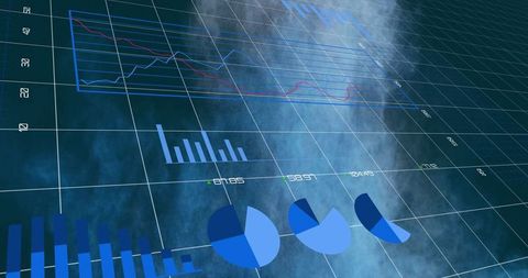 Futuristic 3D Data Visualization with Wireframed Charts