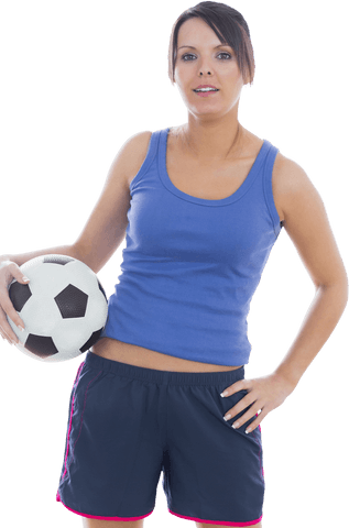 Transparent Image Young Woman Holding Soccer Ball