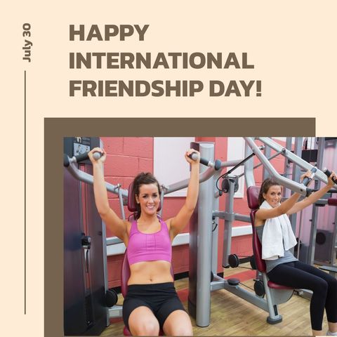 international friendship day greeting with women exercising - Download Free Stock Templates Pikwizard.com