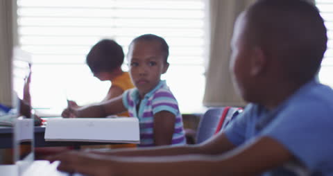 Engaged Schoolchildren Collaborating During Classroom Activities