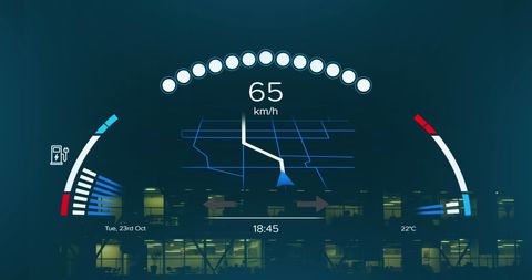 Digital Electric Car Dashboard Displaying Speed and Navigation - Download Free Stock Images Pikwizard.com