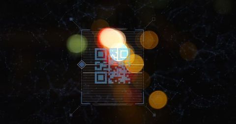 Digital QR Code with Abstract Data Visualization and Light Effects