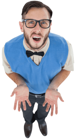 confused hipster nerd looking upward isolated on transparent background - Download Free Stock Videos Pikwizard.com