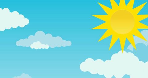 Bright Sun and Fluffy Clouds in Clear Blue Sky - Download Free Stock Images Pikwizard.com
