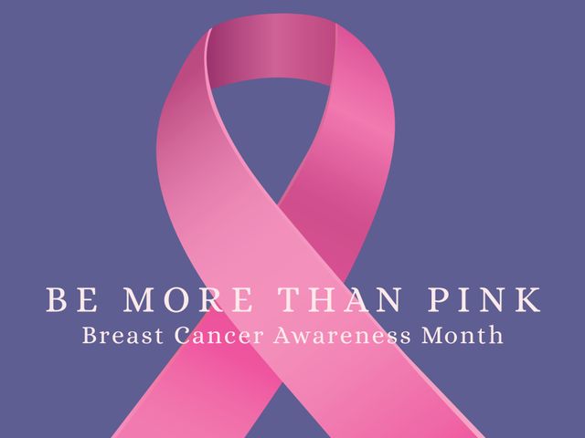 Useful for promoting breast cancer awareness campaigns and events, this design features a pink ribbon prominently. Perfect for creating ads, social media graphics, posters, or flyers encouraging support for women's health initiatives during Breast Cancer Awareness Month in October.