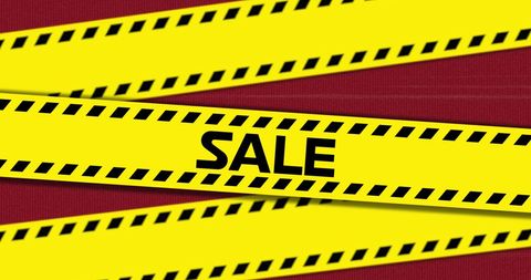 Bold Sale Banner with Yellow Plastic Stripes on Red