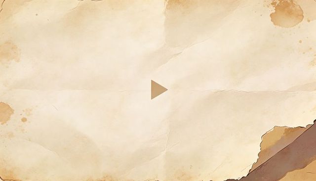 Vintage Parchment Background Showing Play Icon and Torn Corner for Education Animation
