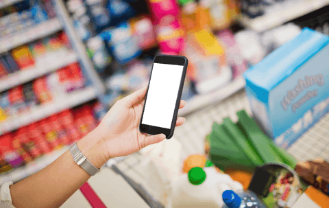 Shopping Made Smart: Transparent Smartphone Use in Supermarket Aisle - Download Free Stock Videos Pikwizard.com