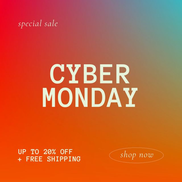 Image of cyber monday on orange and blue background. Online shopping, sales, promotions, discount and cyber monday concept.