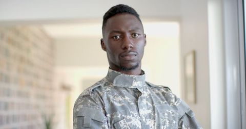 Proud African American Soldier in Military Uniform at Home - Download Free Stock Images Pikwizard.com