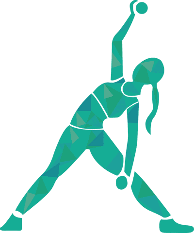 Transparent Low-Poly Woman Stretching with Dumbbells Illustration