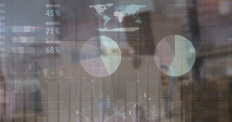 Financial Data Overlay on Warehouse Background Signals Global Connections - Download Free Stock Images Pikwizard.com
