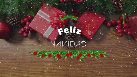 Christmas Presents and Decorations with Feliz Navidad Message
