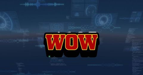 digital interface with wow text featuring data and scanning - Download Free Stock Images Pikwizard.com
