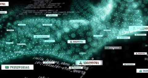 Glowing digital network with data points in futuristic cyber space