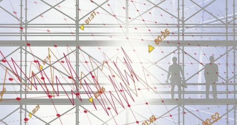 Financial Data Overlay on Modern Office Building Facade - Download Free Stock Images Pikwizard.com