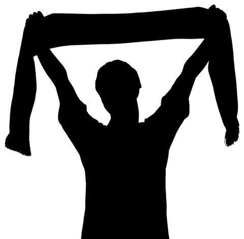 Transparent digital silhouette of woman with scarf in fitness pose