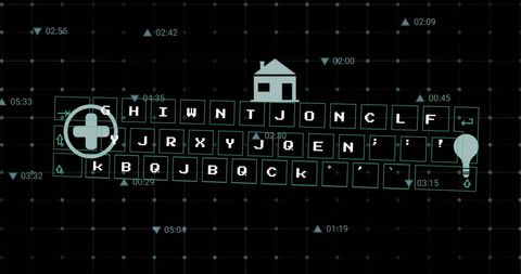 Digital data icons and interface over grid network