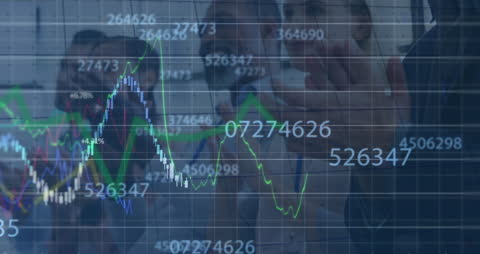 Businessman Walking with Financial Data Overlay