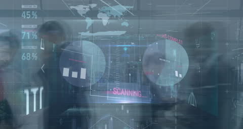 Financial Data Visualization with Businesspeople Timelapse