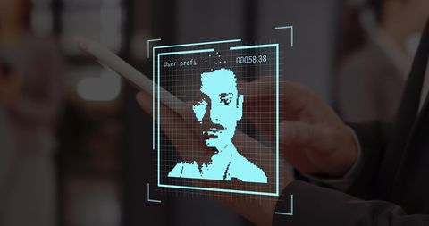 Digital technology concept with user profile hologram