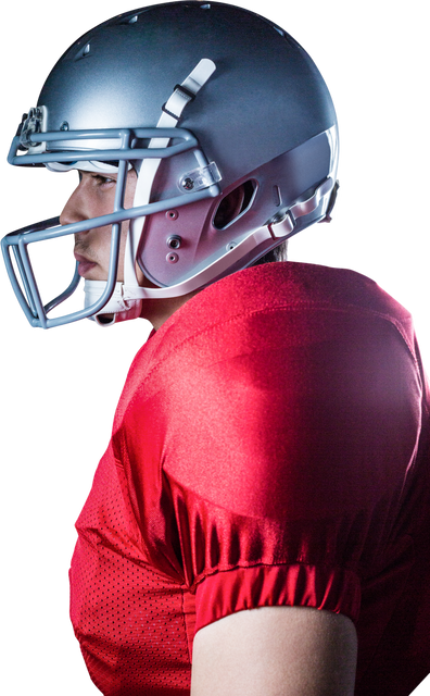 Side View of Focused American Football Player in transparent Uniform - Download Free Stock Videos Pikwizard.com