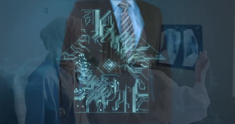 Futuristic Healthcare Concept with Circuit Board Overlay