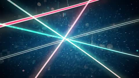 Rotating Converging Neon Beams in Futuristic Digital Field