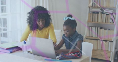 Mother and Daughter Learning Together at Home - Download Free Stock Images Pikwizard.com