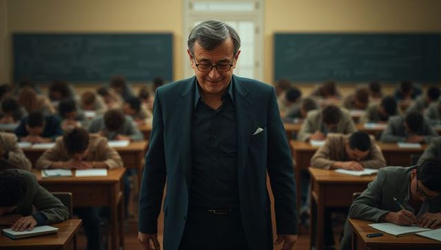 Strict Invigilator Supervising Students during Exam