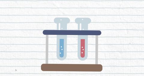 Animated Test Tubes on Notepad Background