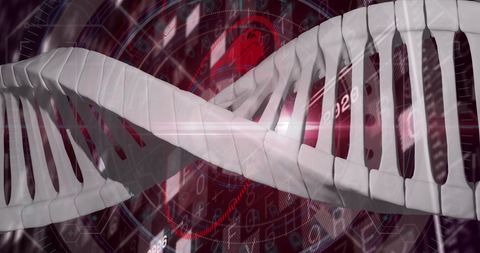 Rotating DNA Strand with Digital Technology Elements - Download Free Stock Images Pikwizard.com