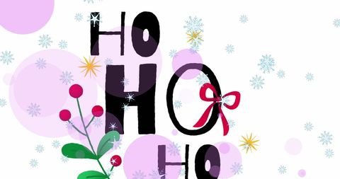 Festive Ho Ho Ho Text with Snowflakes and Berries - Download Free Stock Images Pikwizard.com