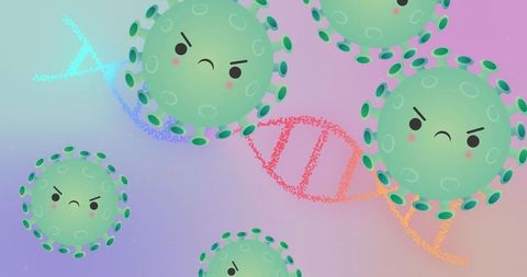 Angry Green Virus and DNA in Digital Abstract Space - Download Free Stock Images Pikwizard.com